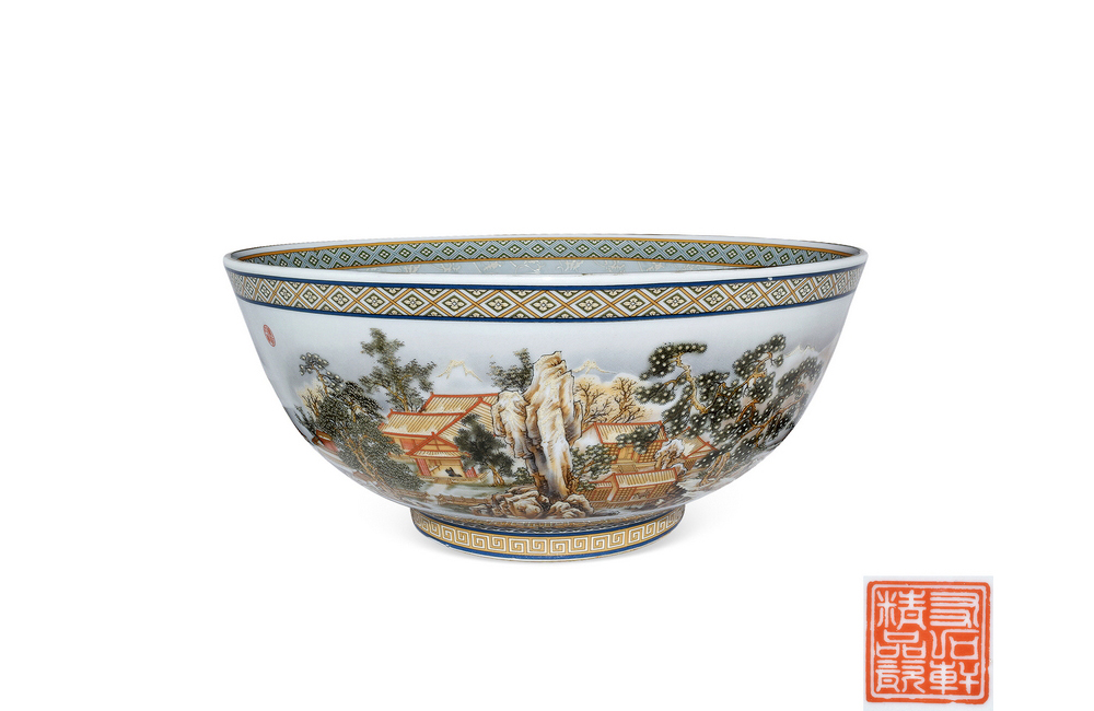 202403_434 山水龙纹大碗清末明初